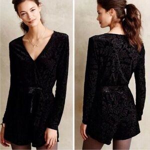 Sailor x Anthropologie Black Velvet Burnout Romper